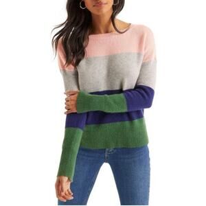 Boden 100% Cashmere Color Block Sweater Top Size Small